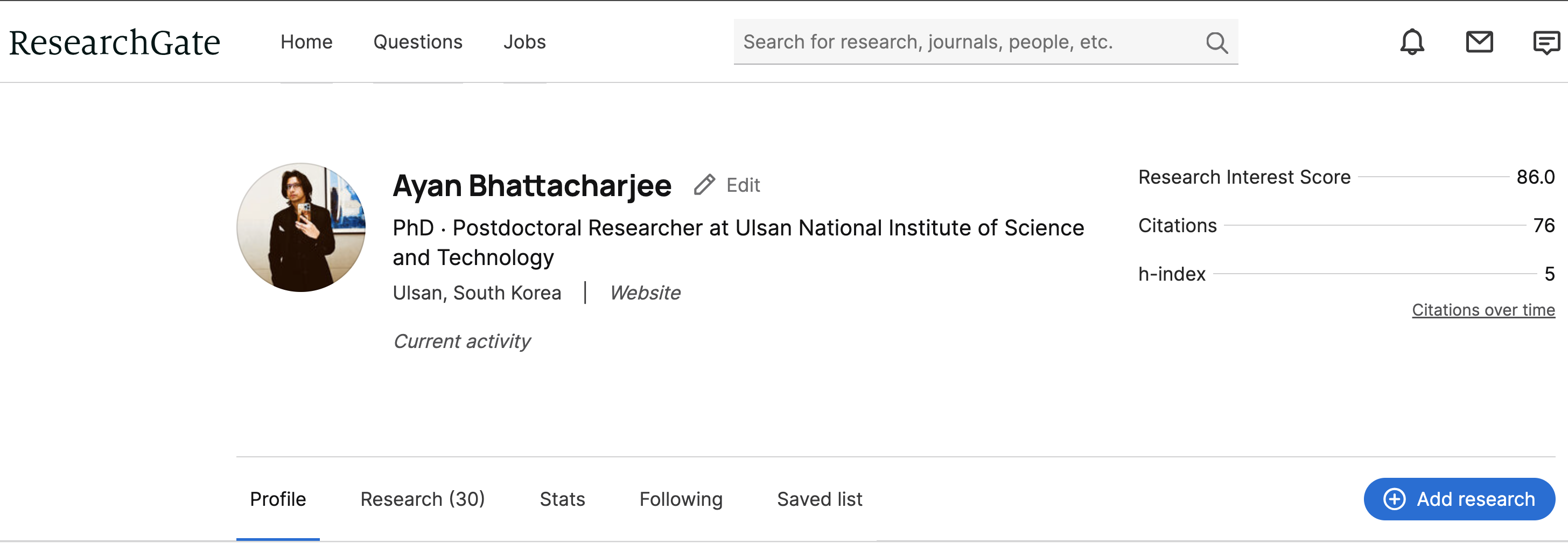 ResearchGate Profile\label{rg}